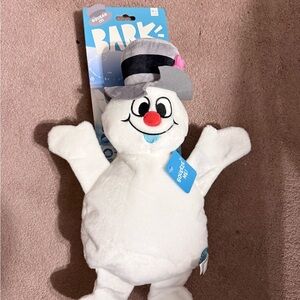 BARK Dog Toy Large White Snowman Dog Toy with Hat